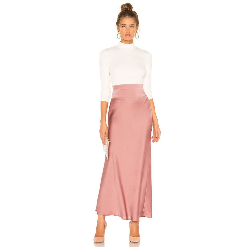 Free People Normani Bias Midi Slip Skirt in Dusty Mauve Pink | Size 12